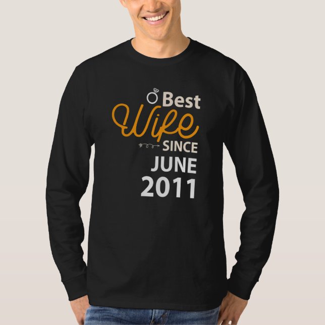 11:e Bröllop-årsdagen för bästa fru sedan juni 201 T Shirt (Framsida)