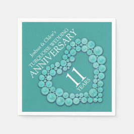 11:e Bröllop-årsdagen för turkos hjärta Pappersservett