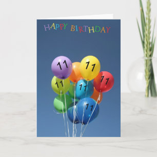 11:e färgad-ballonger för födelsedagskort kort
