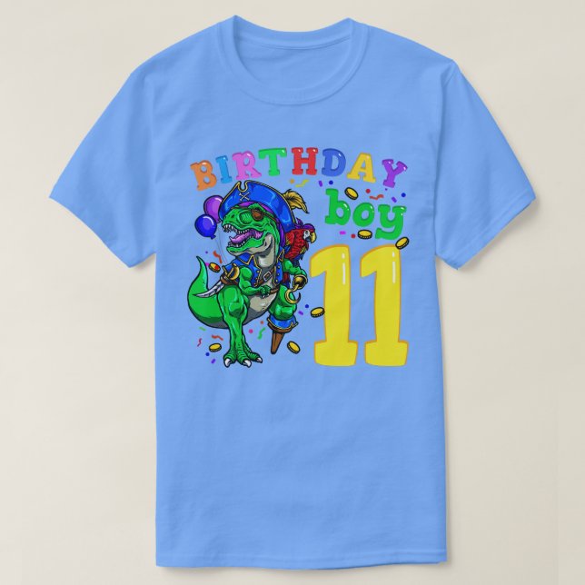 11:e födelsedag Dinosaur Pirat T Shirt (Design framsida)