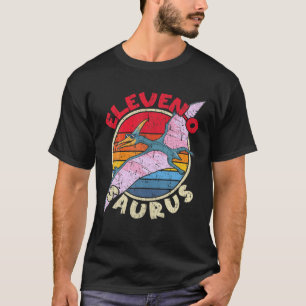 11:e födelsedag Elva O Saurus Pterodactylus-familj T Shirt