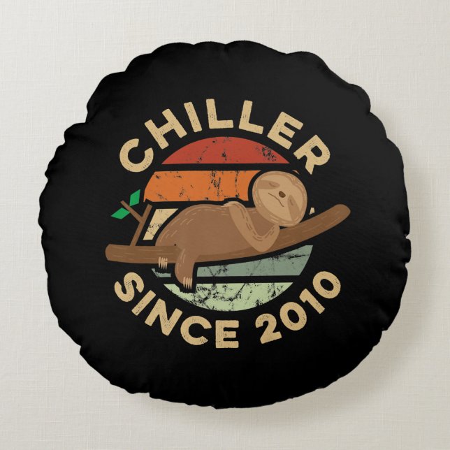 11:e födelsedag Gift Funny Sloth Thmet Chiller Rund Kudde (Framsidan)