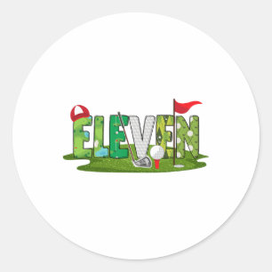 11:e födelsedag Golf-tema 11 år gammal barnsport P Runt Klistermärke