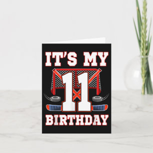 11:e födelsedag Ice Hockey Player 11 år gammal Par Kort