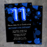 11:e födelsedag: Kids Blue Boy Party Inbjudningar<br><div class="desc">11:e födelsedag ungar pojke blå party 11:e födelsedagsfest inbjudan för en 11-årig pojke med modernt skript och roligt blå folie ballonger.</div>