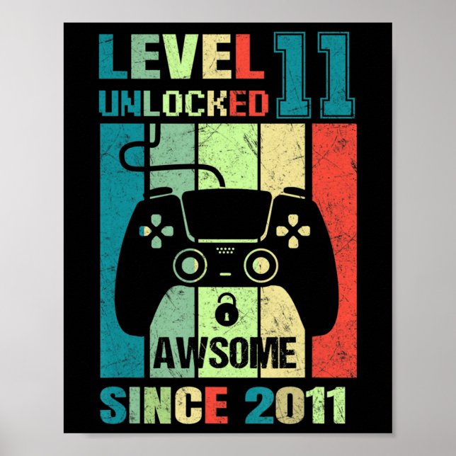 11:e födelsedag med gåva 11 olåst Fantastisk 2011 Poster (Framsidan)