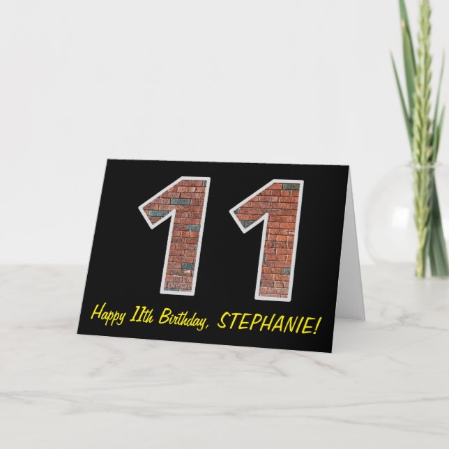 11:e födelsedag - Mönster 11:e brickmuren med Namn Kort (Framsida)