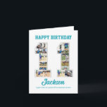 11:e födelsedag, nummer 11 Fotokollage Kort<br><div class="desc">Fira 11-årsdagen eller bröllop-årsdagen med den här anpassningsbarna fotokollage. Välj dina favoritfoton för visning. Anpassa namn, text och datum för att passa tillfälle. Det här kommer att bli en underbar keepy med personlig-budskap att se tillbaka på med familj och vänner. Om du behöver något annat nummer som kollage, kan du...</div>