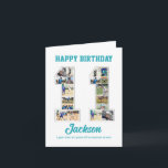 11:e födelsedag, nummer 11 Fotokollage Kort<br><div class="desc">Fira 11-årsdagen eller bröllop-årsdagen med den här anpassningsbarna fotokollage. Välj dina favoritfoton för visning. Anpassa namn, text och datum för att passa tillfälle. Det här kommer att bli en underbar keepy med personlig-budskap att se tillbaka på med familj och vänner. Om du behöver något annat nummer som kollage, kan du...</div>