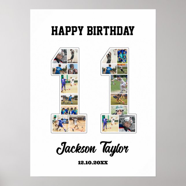 11:e födelsedag, nummer 11 Fotokollage Poster (Framsidan)