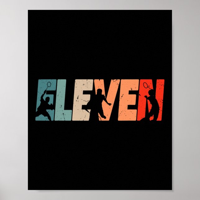 11:e födelsedag Retro Badminton 11 år gammal pojke Poster (Framsidan)