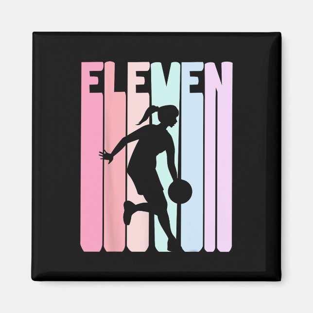 11:e födelsedag - Retro Bysketbyll Player 11 år ga Magnet (Framsidan)