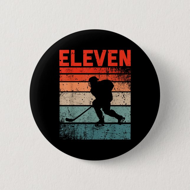 11:e födelsedag Retro Ice Hockey 11-årig Boy Gi Knapp (Framsida)