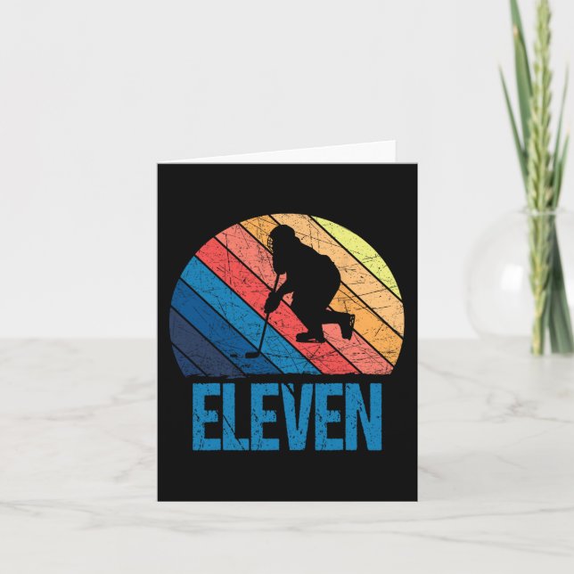 11:e födelsedag Retro Ice Hockey 11-årig Boy Gi Kort (Framsida)