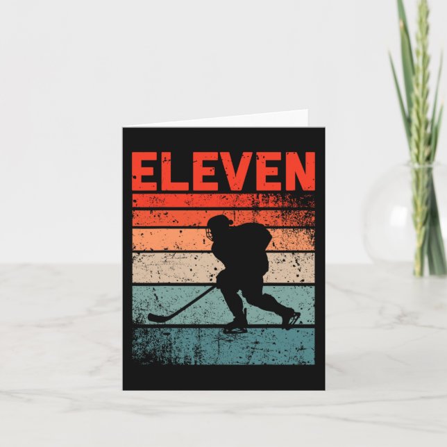 11:e födelsedag Retro Ice Hockey 11-årig Boy Gi Kort (Framsida)