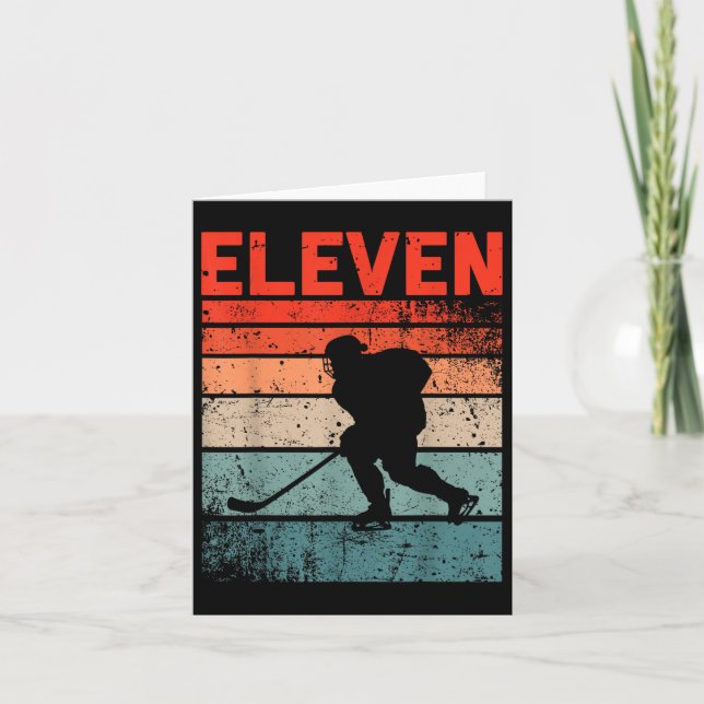 11:e födelsedag Retro Ice Hockey 11-årig Boy Gi Kort (Framsida)