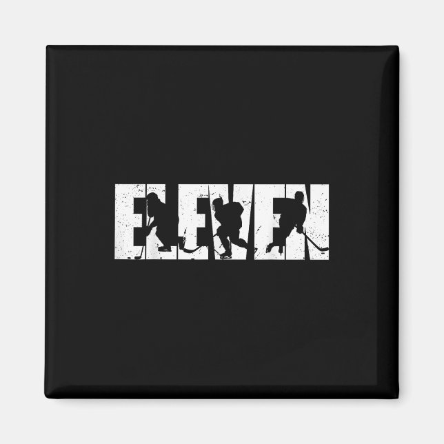 11:e födelsedag Retro Ice Hockey 11-årig Boy Gi Magnet (Framsidan)