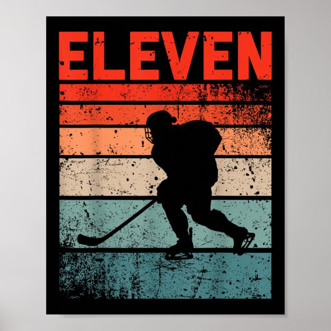11:e födelsedag Retro Ice Hockey 11-årig Boy Gi Poster (Framsidan)