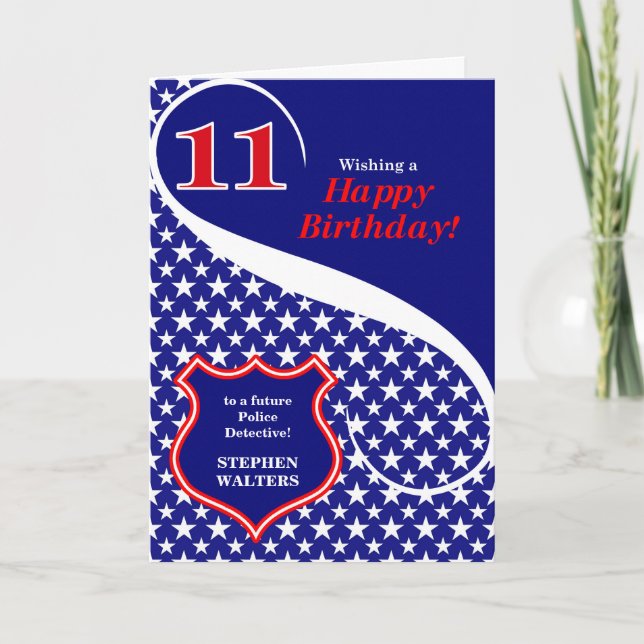 11:e födelsedag Tillsatta lagar tema med Namn Kort (Framsida)