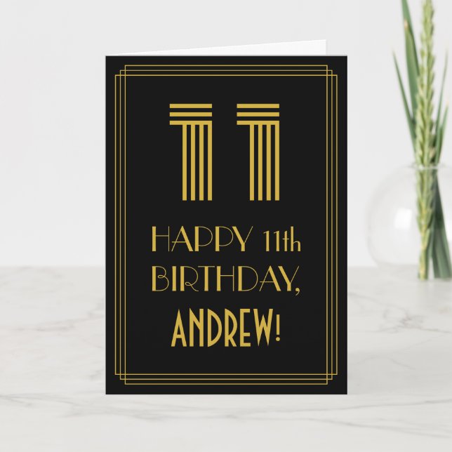 11:e födelsedagen: Art Deco Inspired Titta "11" oc Kort (Framsida)