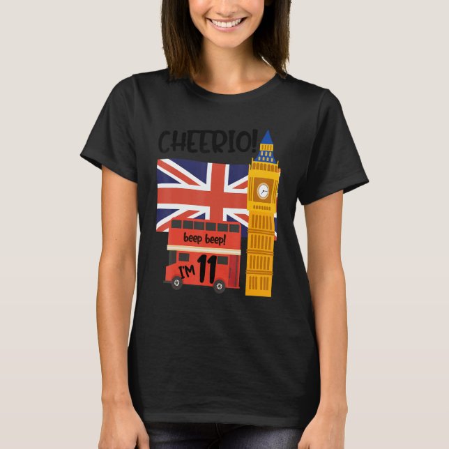11:e födelsedagen British London Theme United T Shirt (Framsida)