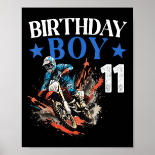 11:e födelsedagen Dirt Bike Motocross 11-åring B-d Poster