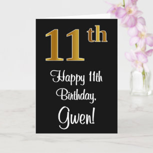 11:e födelsedagen ~ Elegant Luxurious Faux Guld Ti Kort