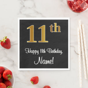 11:e födelsedagen ~ Elegant Luxurious Faux Guld Ti Pappersservett