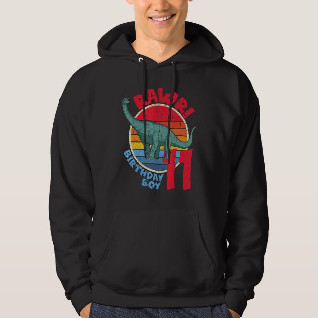 11:e födelsedagen i Rawr! Brachiosaurus I Family M Hoodie (Framsida)