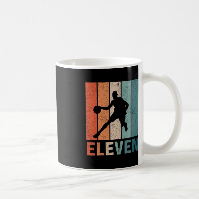 11:e födelsedagen: Retro Basketball Älskare Boys K Kaffemugg (Höger)