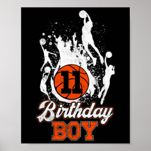 11:e födelsedagsdagen Basketball Theme Birthday Bo Poster