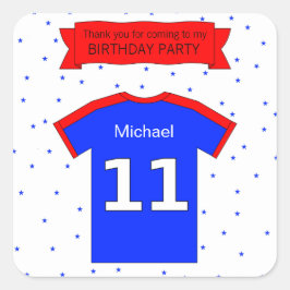 11:e födelsedagsfesten Anpassat namn och tack för  Fyrkantigt Klistermärke