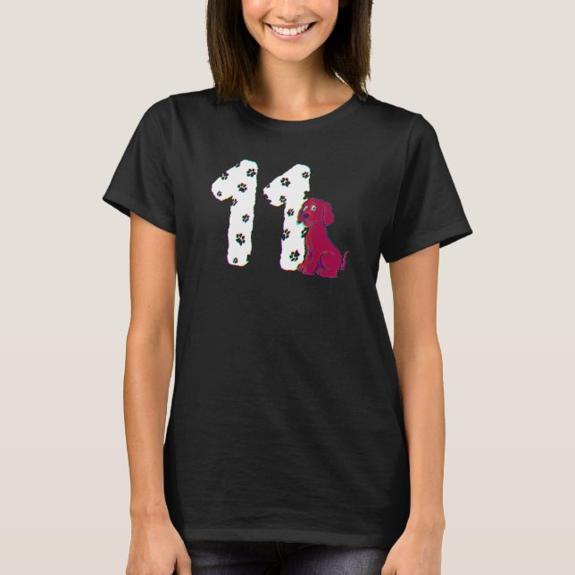 11:e Födelsedagsfesten Cake Labrador Puppy Hundäga T Shirt (Framsida)