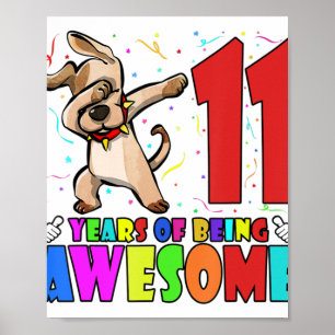 11:e Födelsedagsfesten Dabbing Hund - 11 års gamma Poster