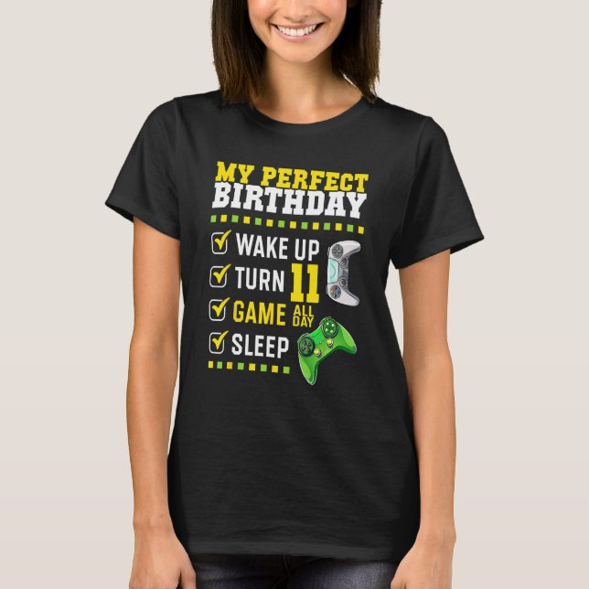 11:e Födelsedagsfestens Perfekt för spelaren 11 år T Shirt (Framsida)