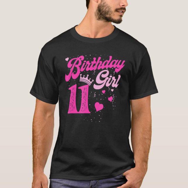 11:e födelsedagsflickan Krona 11 år gammal dag T Shirt (Framsida)