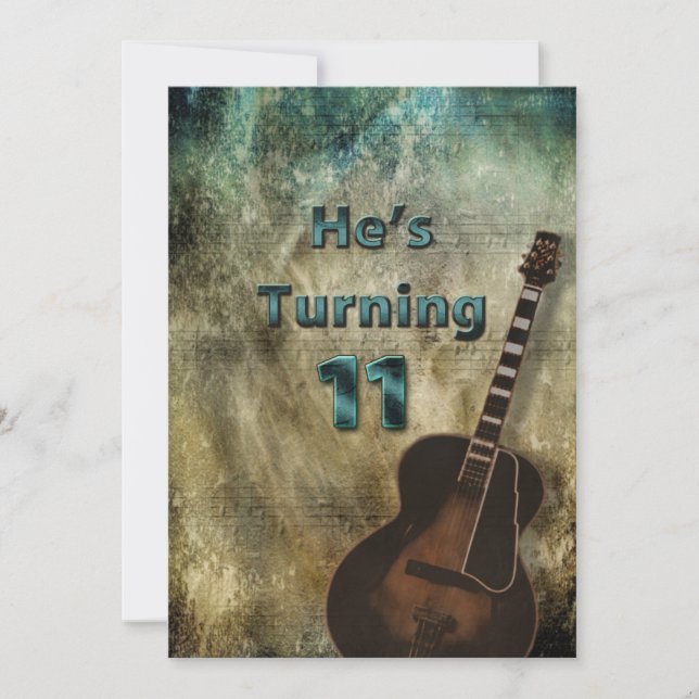 11:e födelsedagsinbjudan: Boys Grunge Guitar Inbjudningar (Framsida)