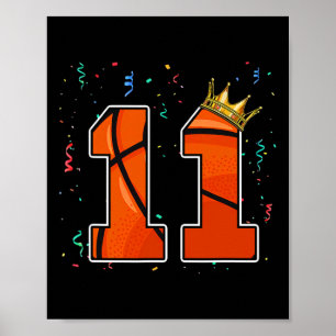 11:e födelsedagskalan Basketball Big Number 11-åri Poster