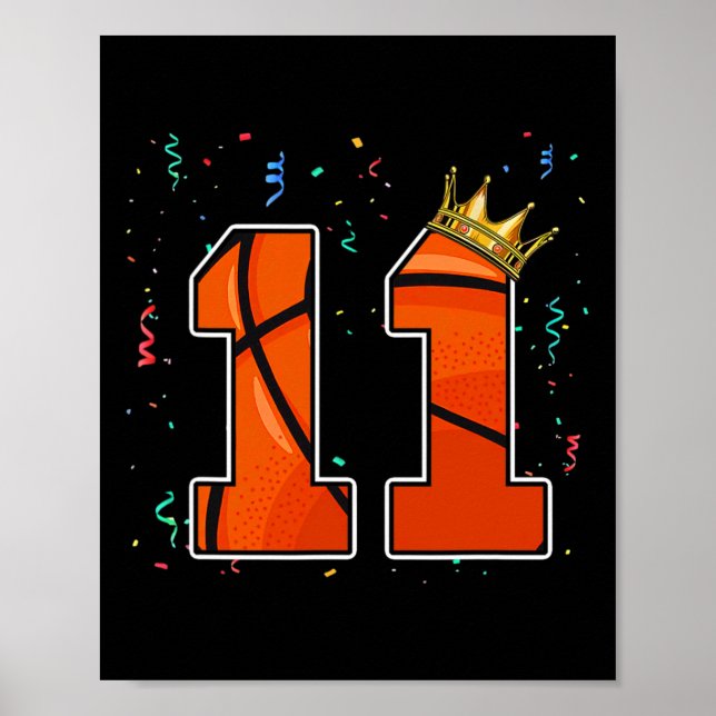 11:e födelsedagskalan Basketball Big Number 11-åri Poster (Framsidan)