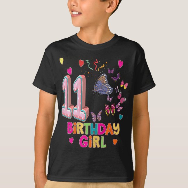 11:e födelsedagsknappar 11 år gamla flickor t shirt (Framsida)
