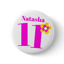 11:e födelsedagsknappen/bricka för rosa