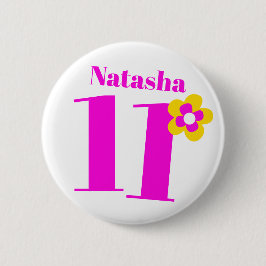 11:e födelsedagsknappen/bricka för rosa knapp