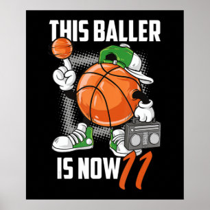 11:e födelsedagsspelaren Basketball Player, ynka 1 Poster