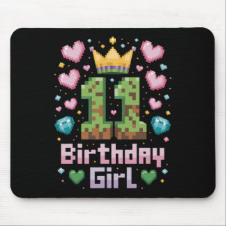 11:e födelsedagstidningen Girl Shirt Gaming Pixel  Musmatta