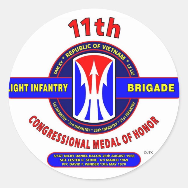 11:E LJUSINFANTRY BRIGADE VIETNAM RUNT KLISTERMÄRKE (Framsida)