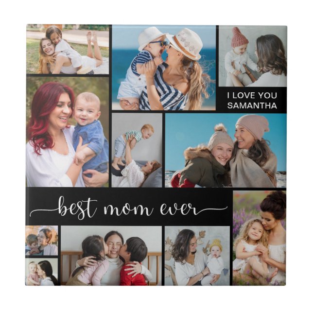   11 Foto Collage Bästa Mamma Någonsin  Kakelplatta (Framsidan)