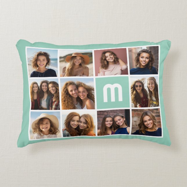 11 Foto Grid industribox namn - aqua Prydnadskudde (Framsidan)