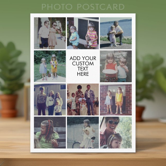11 Foto Instagram Collage - Anpassad text  Vykort (Photo Postcard)