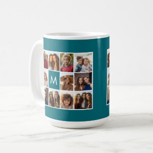 11 Foto Rutnät Kolla med Monogram Kaffemugg