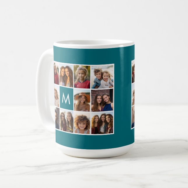 11 Foto Rutnät Kolla med Monogram Kaffemugg (Framsida vänster)